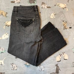 Wht House Blk Market Blanc Jeans Cropped Women's 30”Waist 23”Inseam Gray Denim